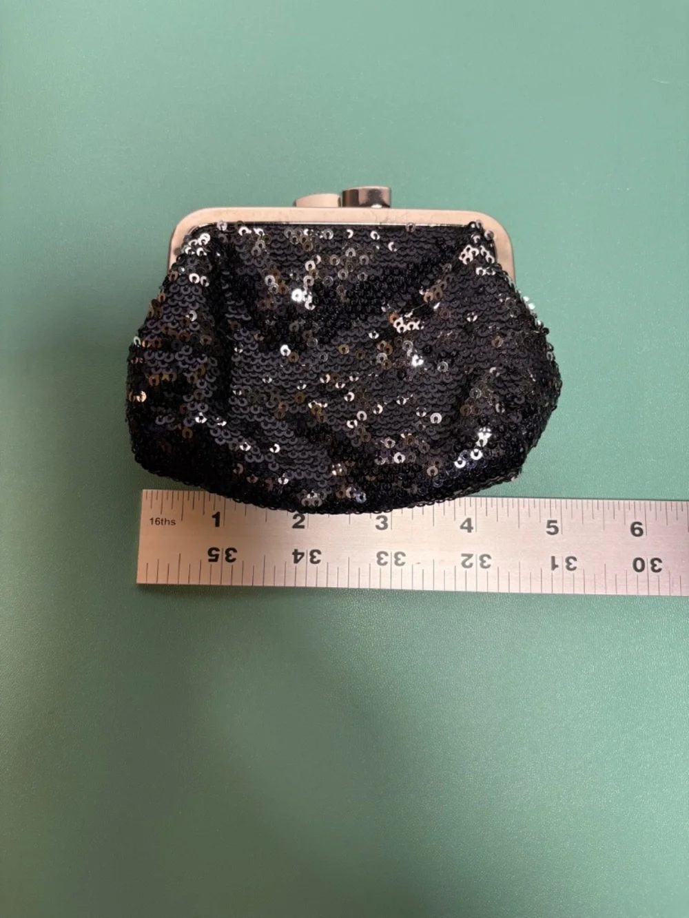 Victoria Secret Kisslock Coin Black Sequin Purse